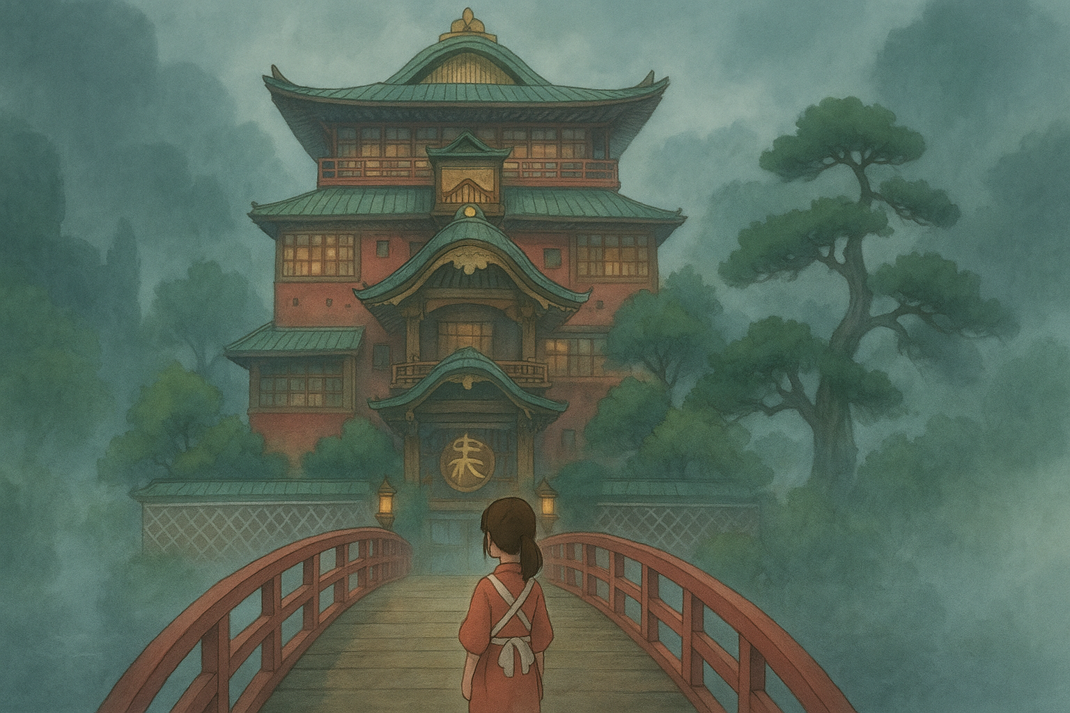 Ghibli-style Bathhouse Scene