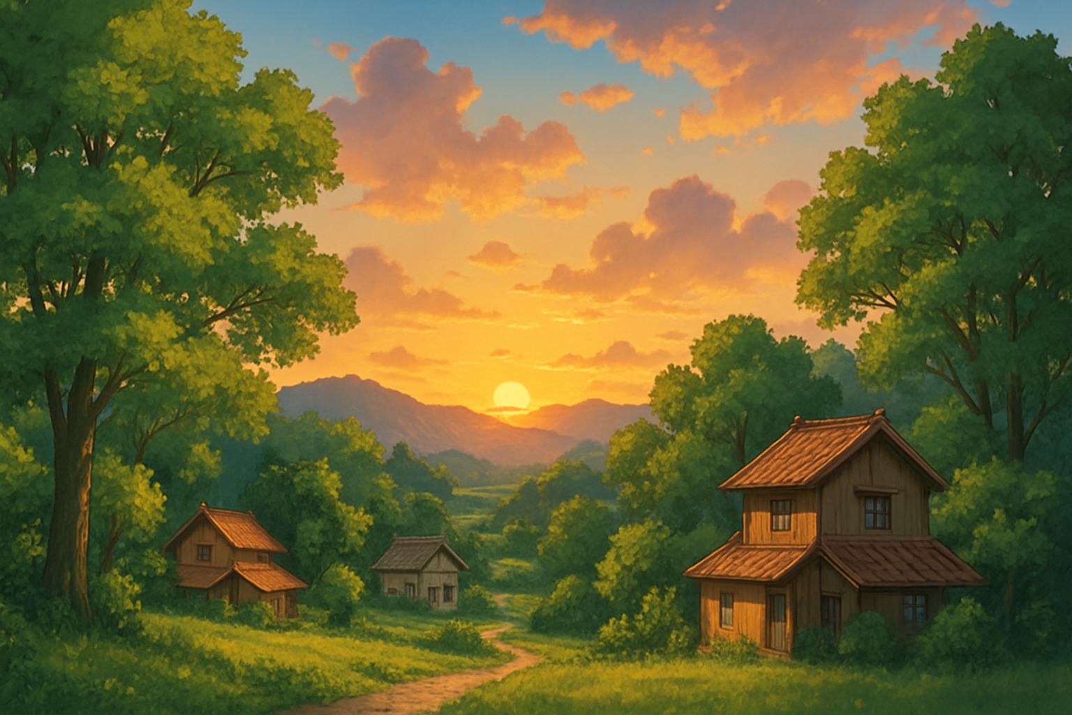 Ghibli-style Japanese Countryside